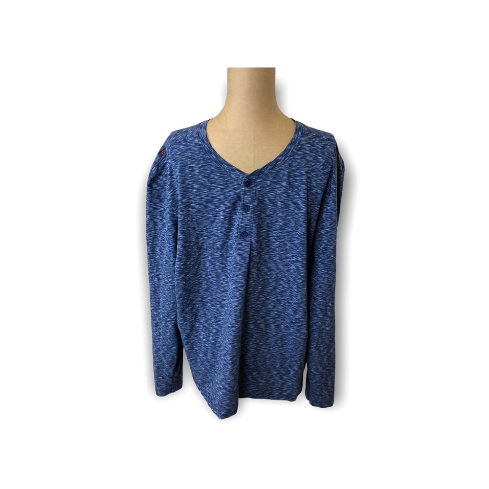 Rhone 1/4 Button Henley Pima Cotton Top Blue Size xl